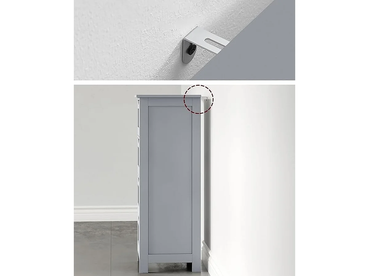 Parya Home Armoire de toilette, armoire de salle de bain, armoire latérale avec 4 tiroirs, 30 x 30 x 82 cm, gris mat