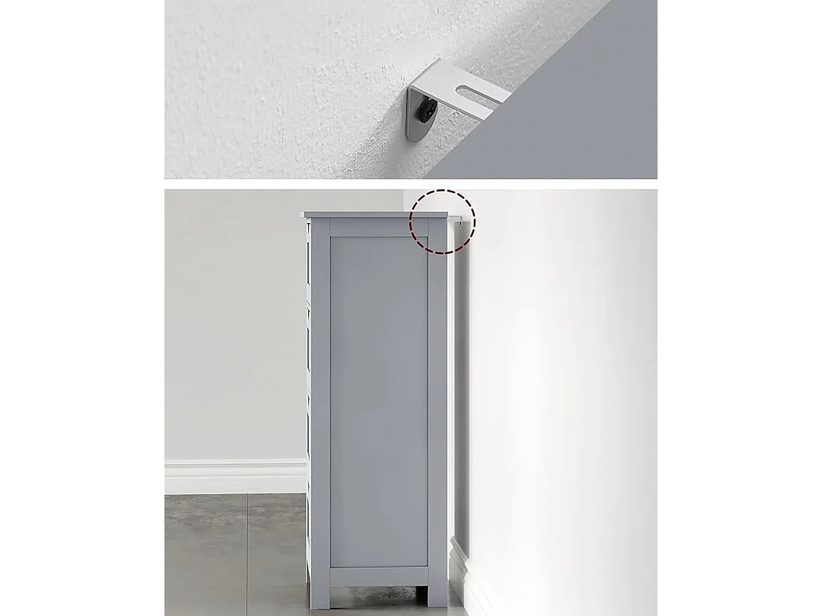 Parya Home Badkamerkast, badkamerkast, zijkast met 4 laden, 30 x 30 x 82 cm, mat grijs