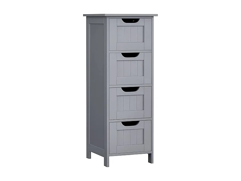 Parya Home Badkamerkast, badkamerkast, zijkast met 4 laden, 30 x 30 x 82 cm, mat grijs