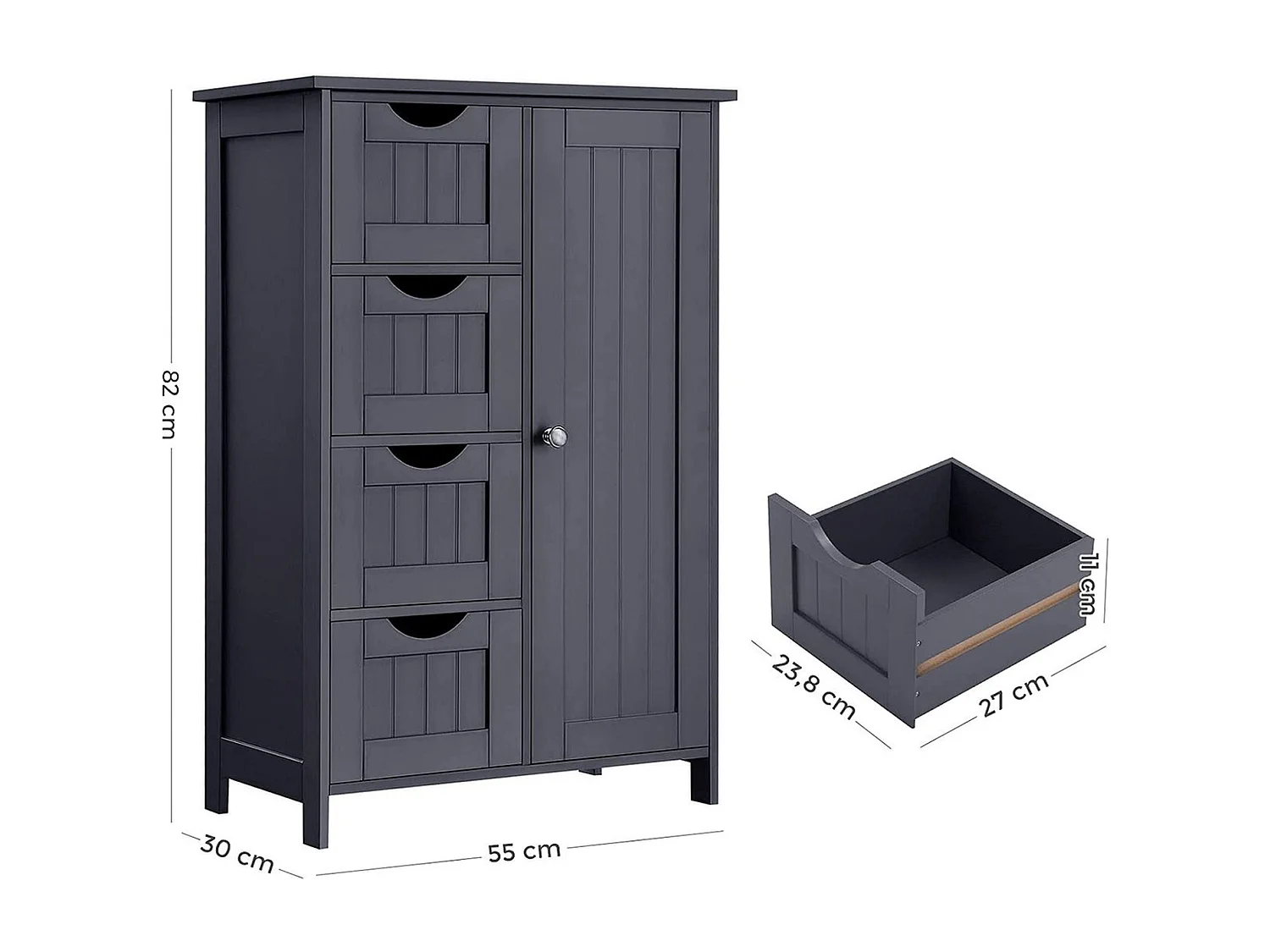 Parya Home Dressoir badkamerkast, badkamerkast van hout Grijs