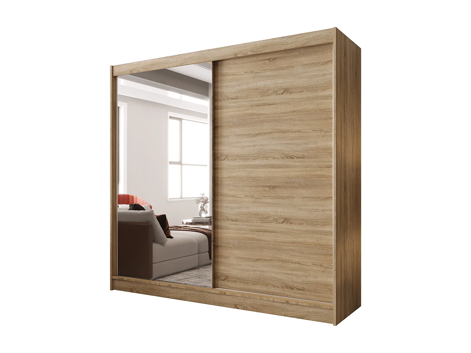 Zweitüriger Schiebeschrank mit Spiegel BOSTON  B1 Sonoma