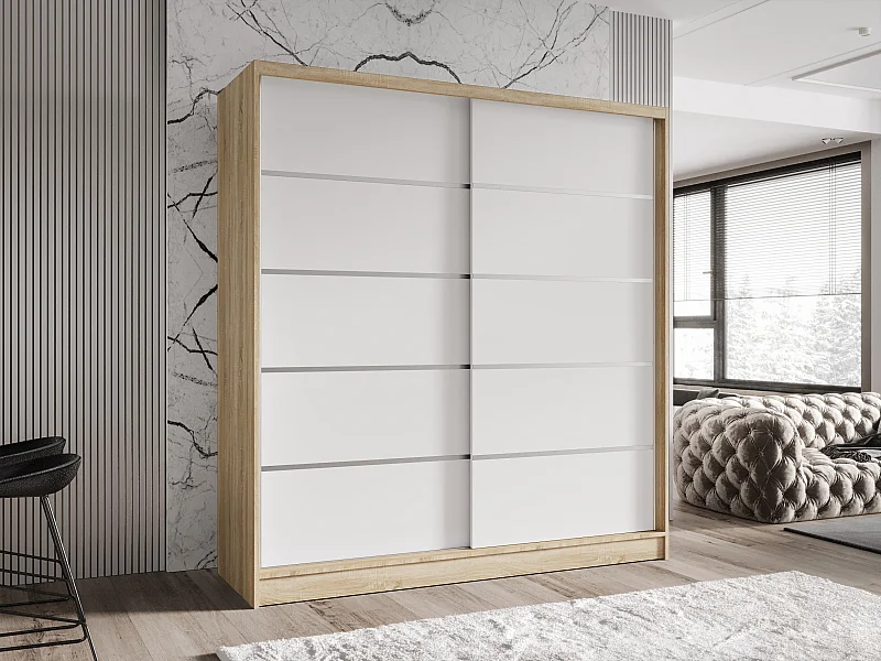 Zweitüriger Schiebeschrank TORONTO T4 Sonoma/Weiß