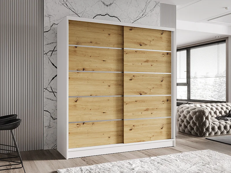 Zweitüriger Schiebeschrank TORONTO T4 Weiß/Artisan