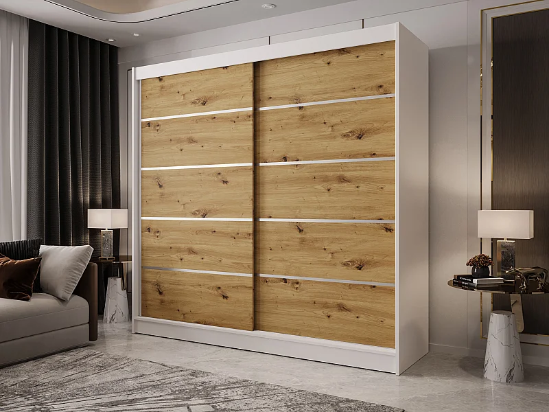 Zweitüriger Schiebeschrank BOSTON B4 Weiß/Artisan