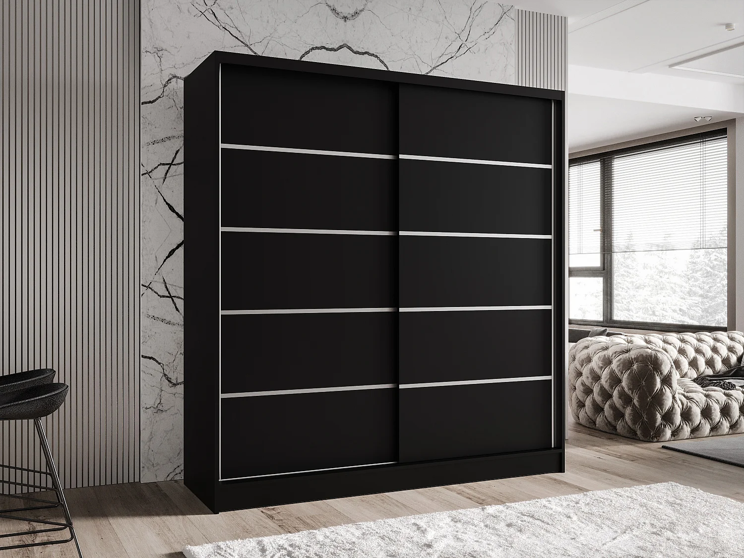 Zweitüriger Schiebeschrank TORONTO T4 Schwarz