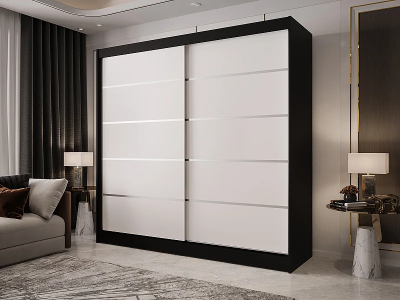 Zweitüriger Schiebeschrank BOSTON B4 Schwarz/Weiß