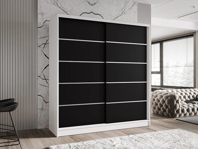 Zweitüriger Schiebeschrank TORONTO T4 Weiß/Schwarz