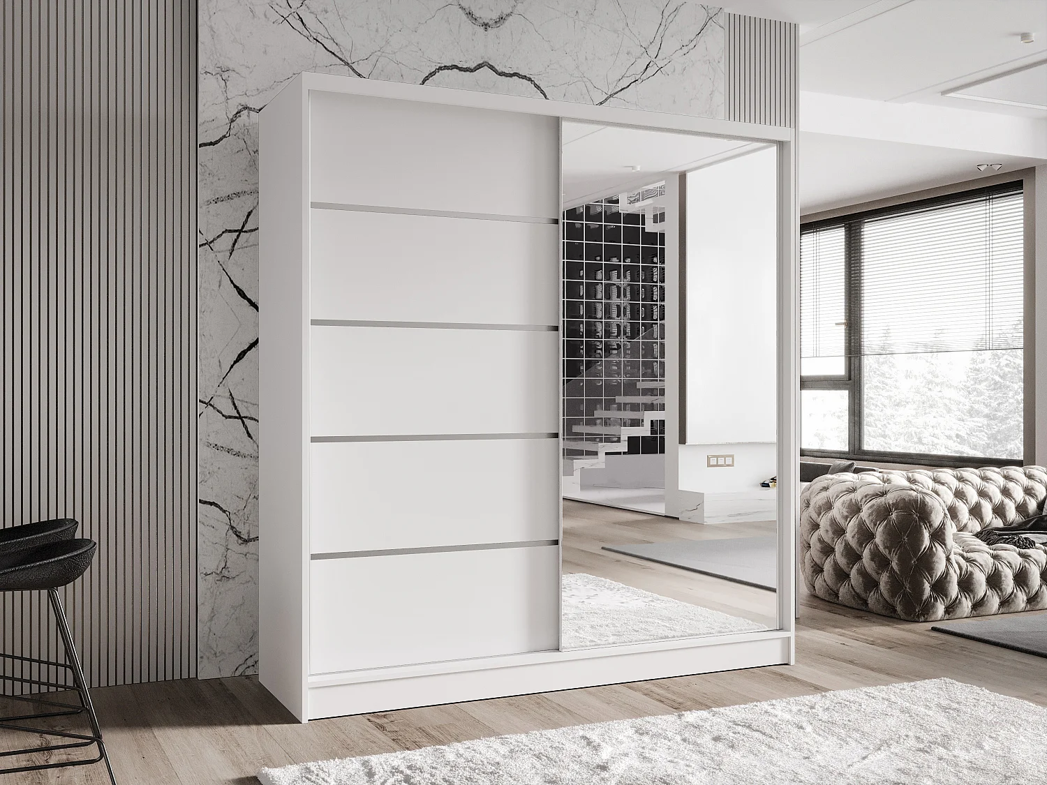 Zweitüriger Schiebeschrank mit Spiegel TORONTO T3 Weiß