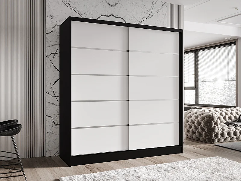 Zweitüriger Schiebeschrank TORONTO T4 Schwarz/Weiß