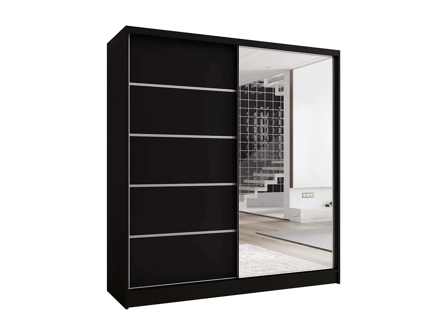 Zweitüriger Schiebeschrank mit Spiegel TORONTO T3 Schwarz