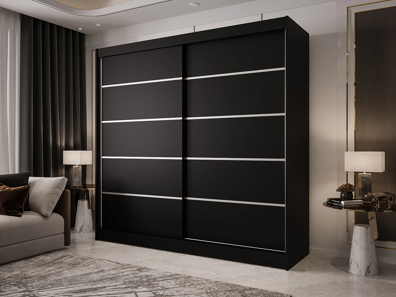 Zweitüriger Schiebeschrank BOSTON B4 Schwarz