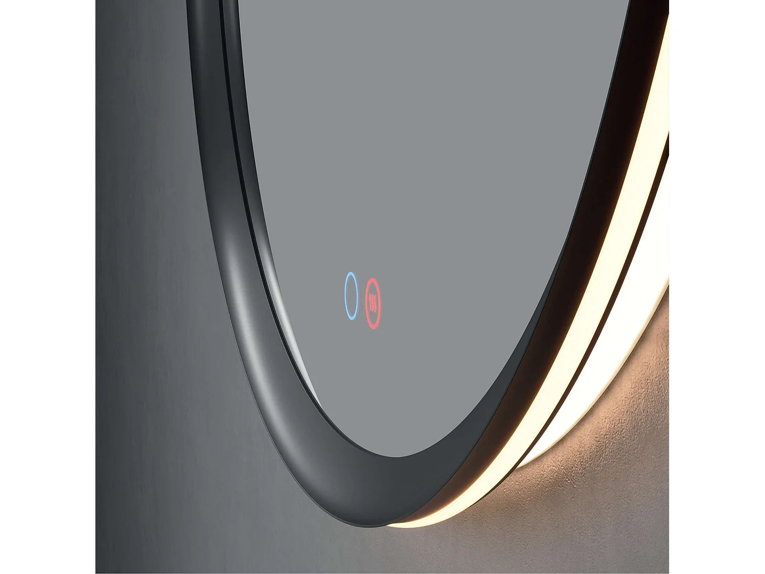 Miroir Salle de Bain TORINO Noir Ø80cm - T° Led Variable Rétro-éclairé & Frontal - Tactiles On/Off & Anti-Buée - LEDIMEX