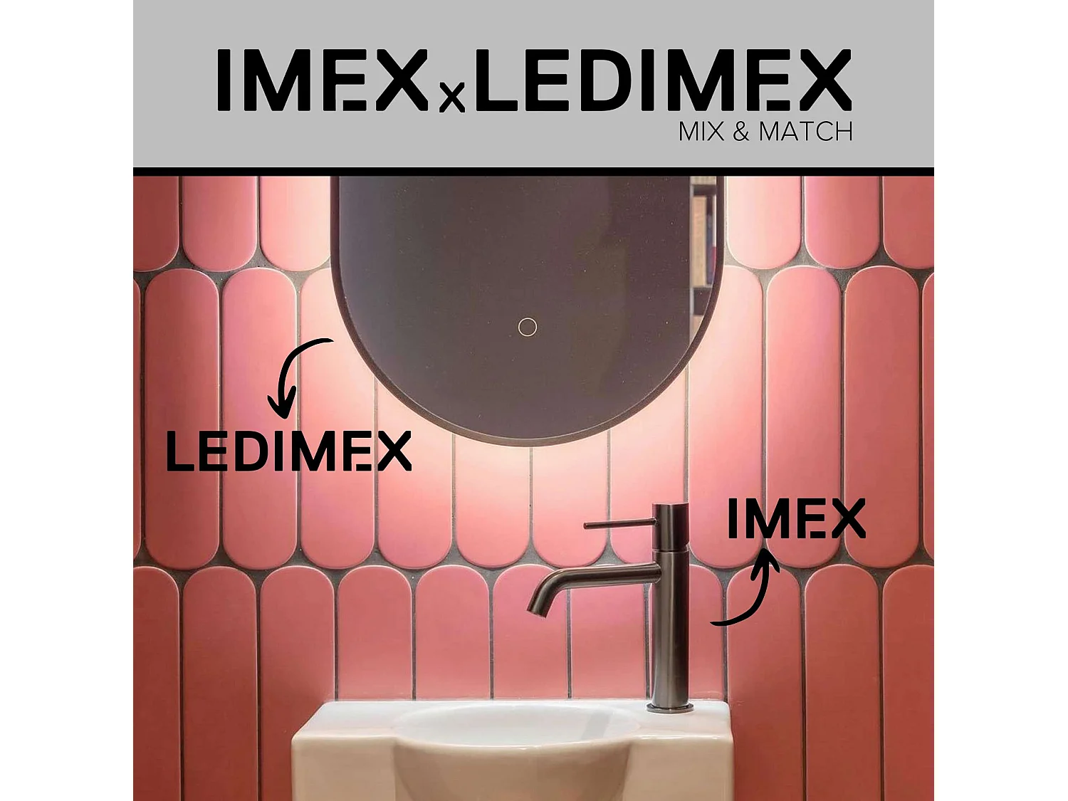 Miroir Led RIMINI Moka 120X55cm - T° Led Variable Rétro-éclairé & Frontal - Tactiles On/Off & Anti-Buée - Zone X3 - LEDIMEX