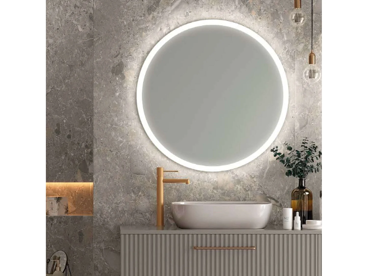 Miroir Salle de Bain BELGICA - Ø50cm - Led Rétro-éclairé & Diffusion Frontal (6500K) - LEDIMEX