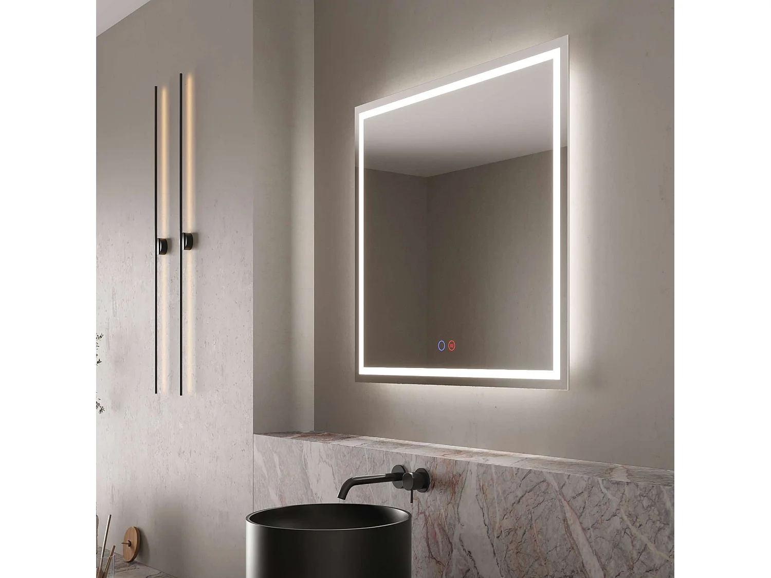 Miroir Salle de Bain HOLLANDA - 120x80cm - Led Rétro-éclairé (6500K) - Tactiles On/Off & Anti-Buée - LEDIMEX
