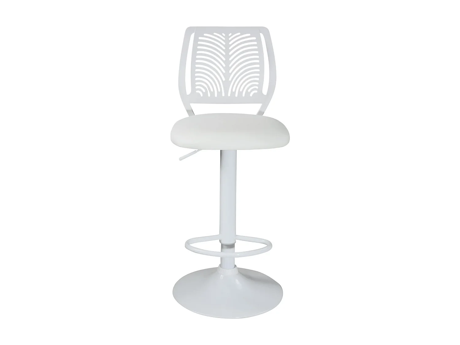 Lot 2 Chaises de Bar Coussin Simili, Pivotant Hauteur Réglable SAWA (Blanc Intégral)