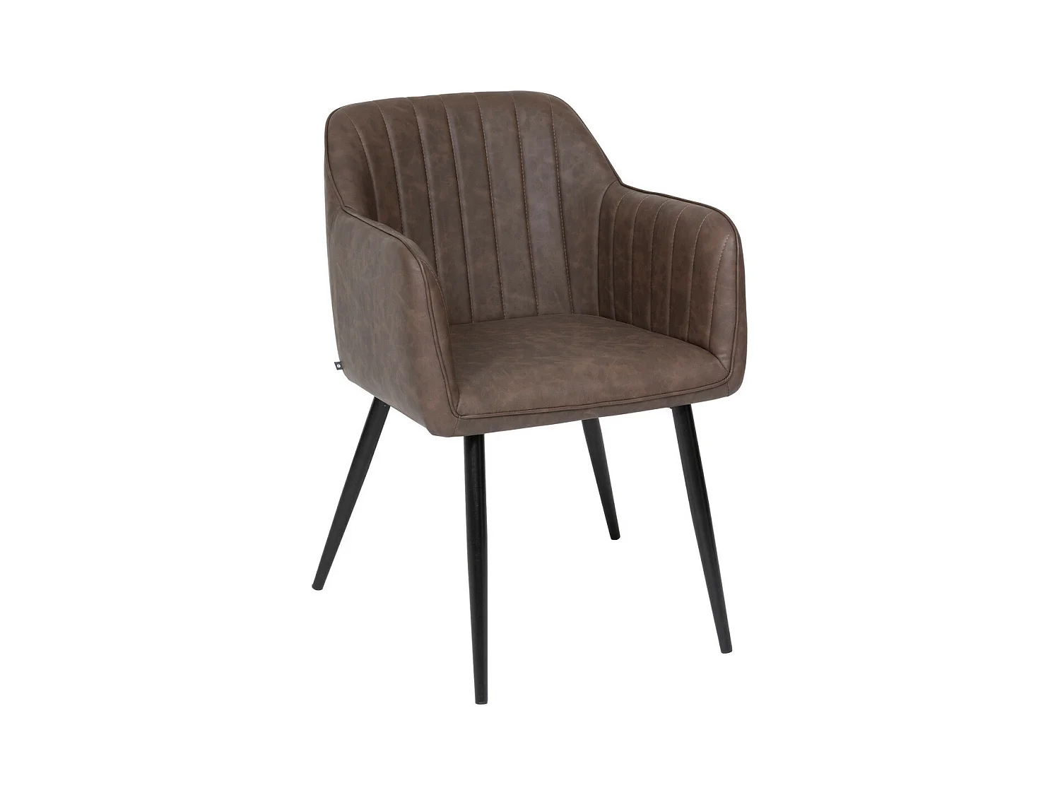 Chaise Fauteuil de table aspect Cuir Marron et pieds en acier Noir H 83 cm