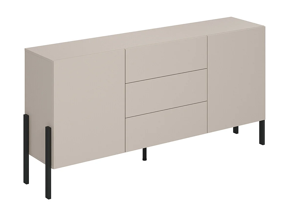 Buffet long 2 portes 3 tiroirs Bérénice Cachemire