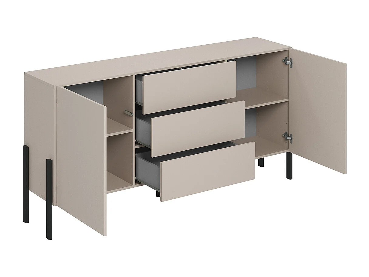 Buffet long 2 portes 3 tiroirs Bérénice Cachemire