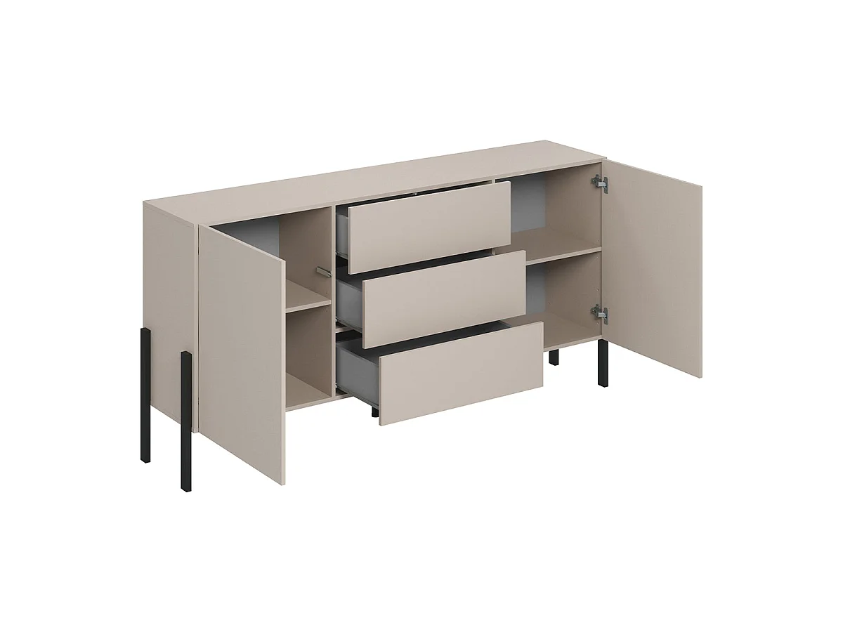 2-door 3-drawer long sideboard Berenice Cashmere