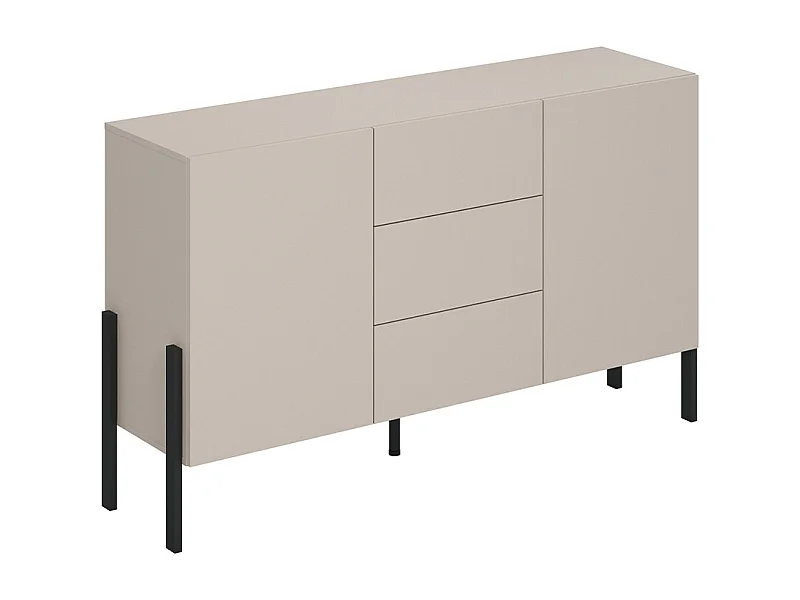 Aparador 2 portas 3 gavetas Bérénice caxemira e preto 90cm