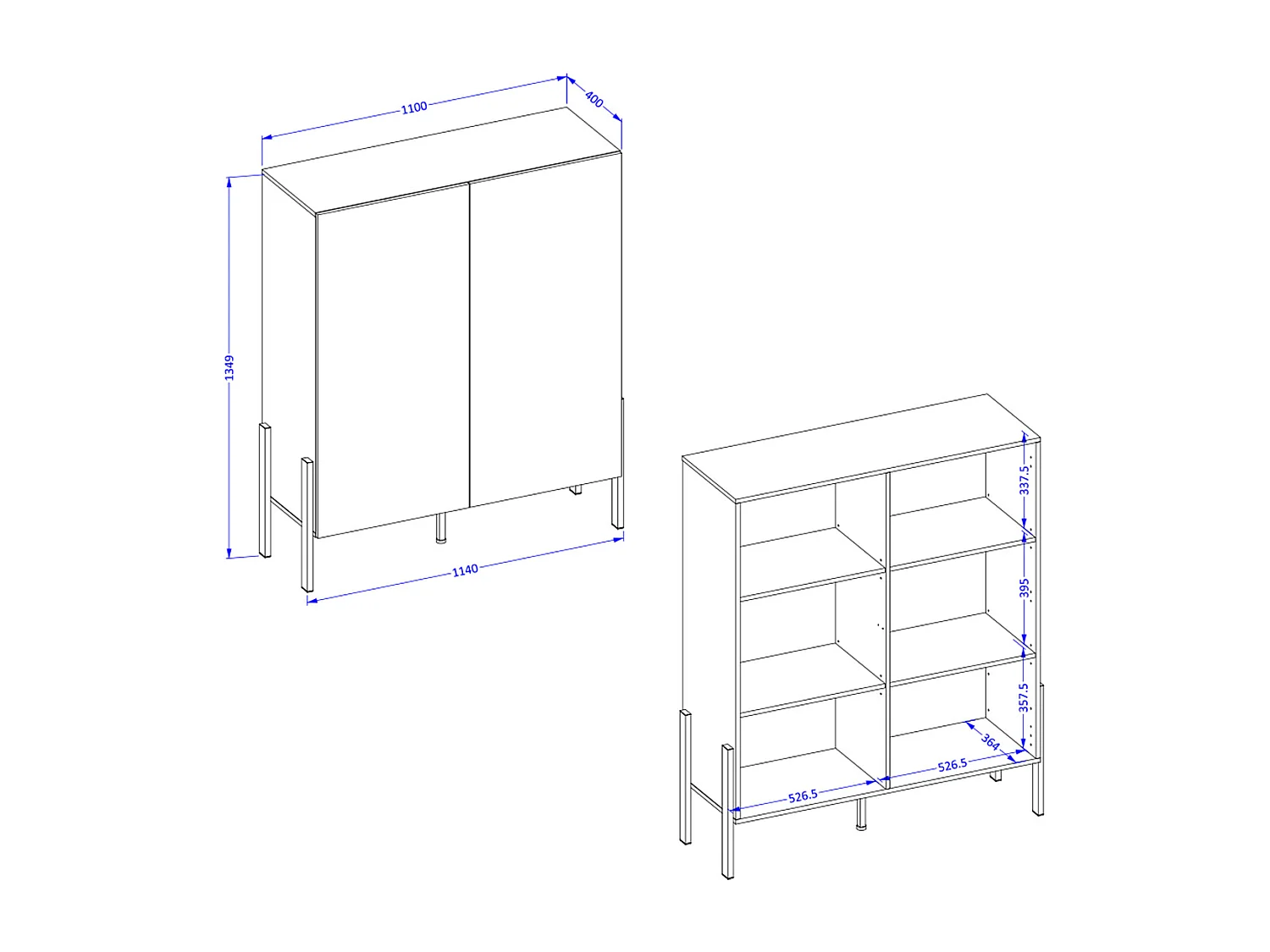 Buffet haut 2 portes Bérénice Cachemire