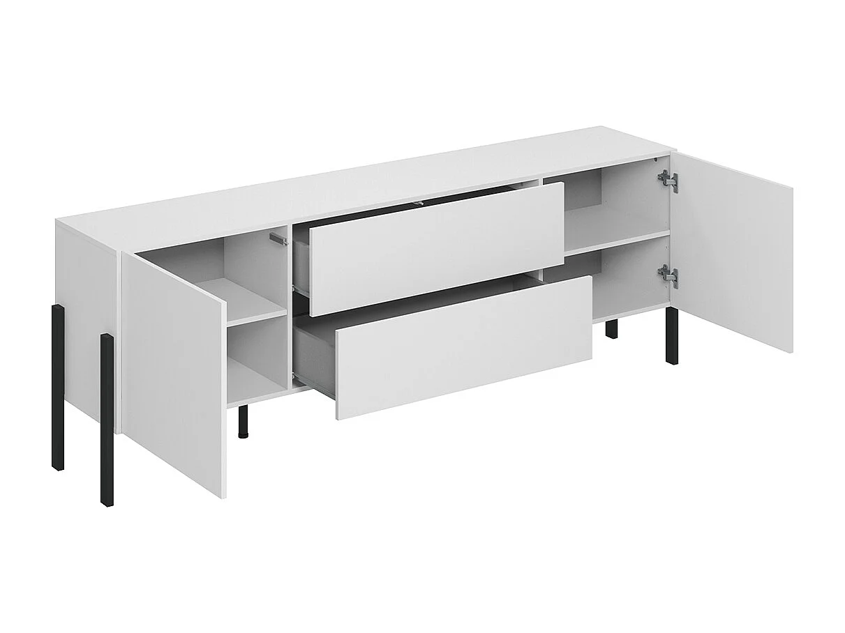 Meuble TV 2 portes 2 tiroirs 200 cm Bérénice Blanc