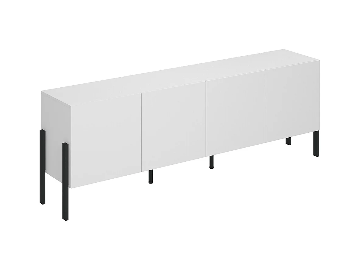Meuble TV 4 portes 200 cm Bérénice Blanc