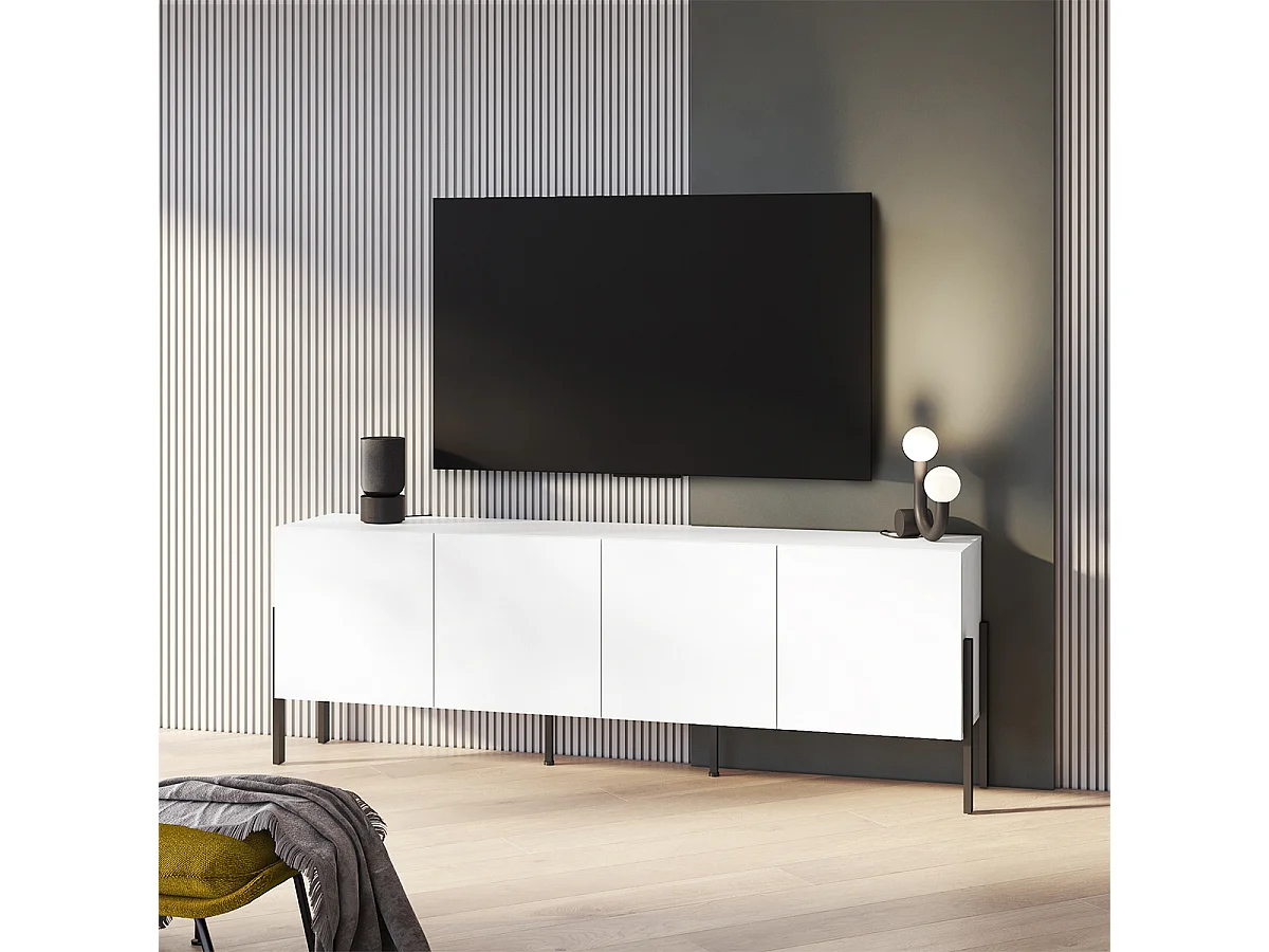 TV-Möbel mit 4 Türen 200 cm Bérénice Weiß