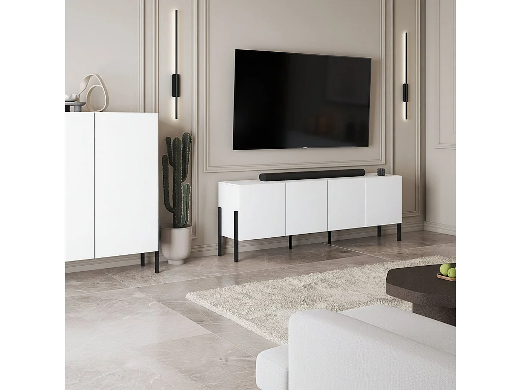 Bérénice 4-dörrars TV-möbel, 200 cm, vit