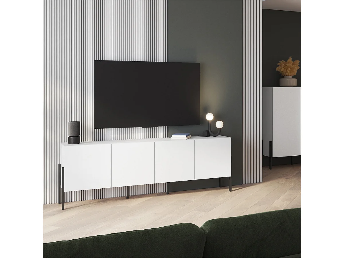 Bérénice 4-dörrars TV-möbel, 200 cm, vit