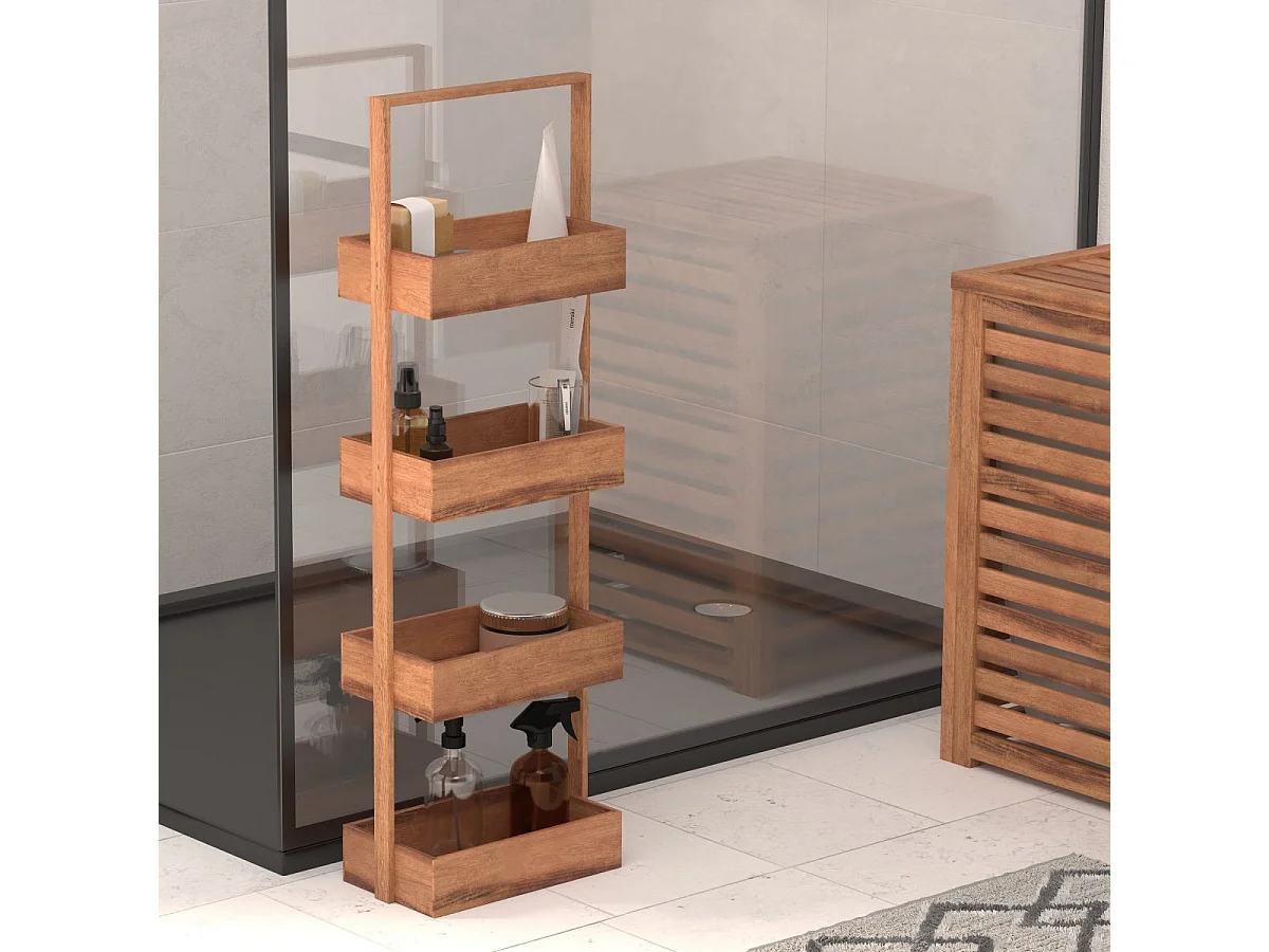 Étagère de rangement Desserte 4 niveaux en Bois d'Acacia H 88 cm
