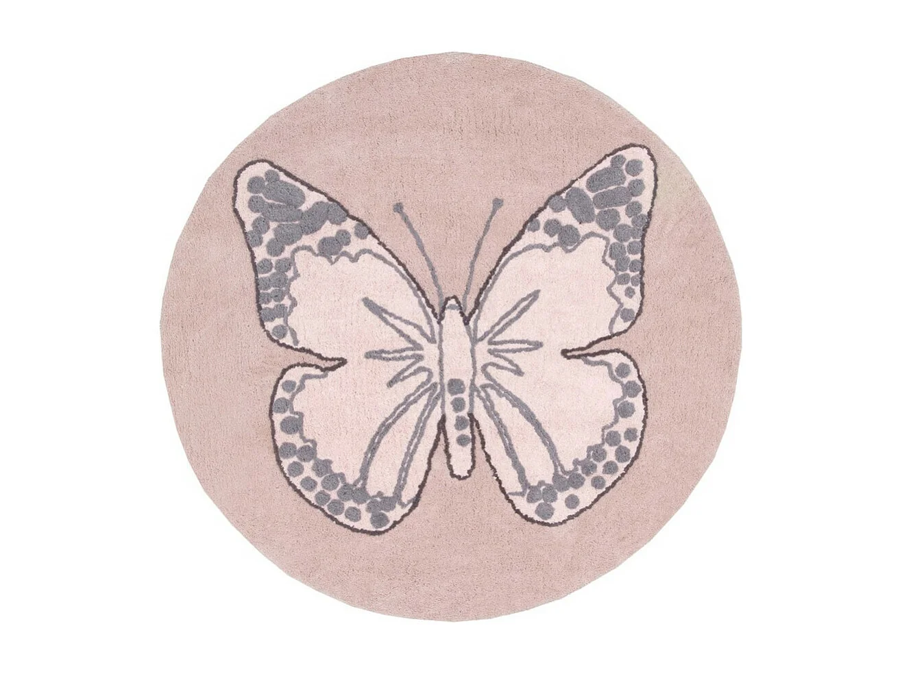 Tapis coton Rond Papillon - rose - 160 Ø