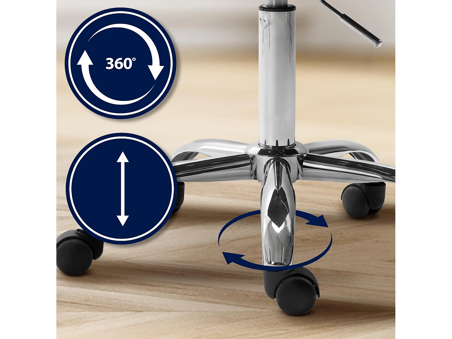 Tabouret de bureau - Velours - Noir - Olinda