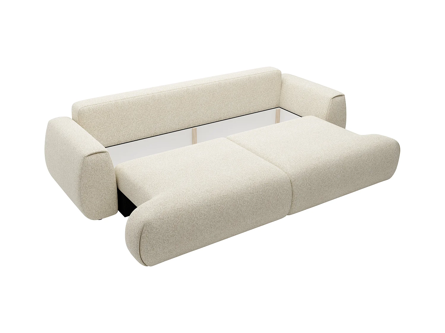 Canapé 4 places convertible en tissu chiné beige MONELIA