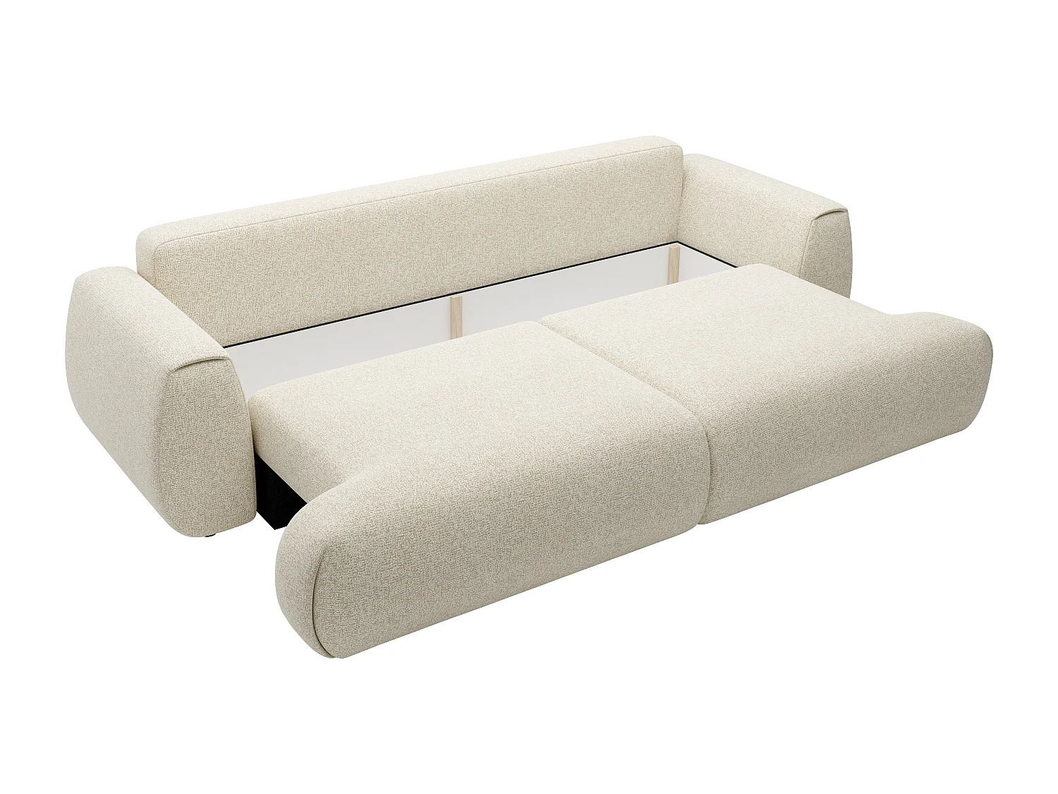 Canapé 4 places convertible en tissu chiné beige MONELIA