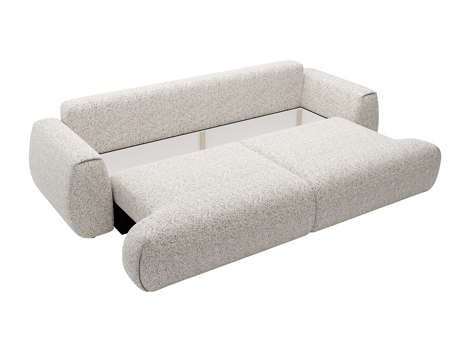 Sofa mit Schlaffunktion 4-Sitzer - melierter Stoff - Hellgrau - MONELIA