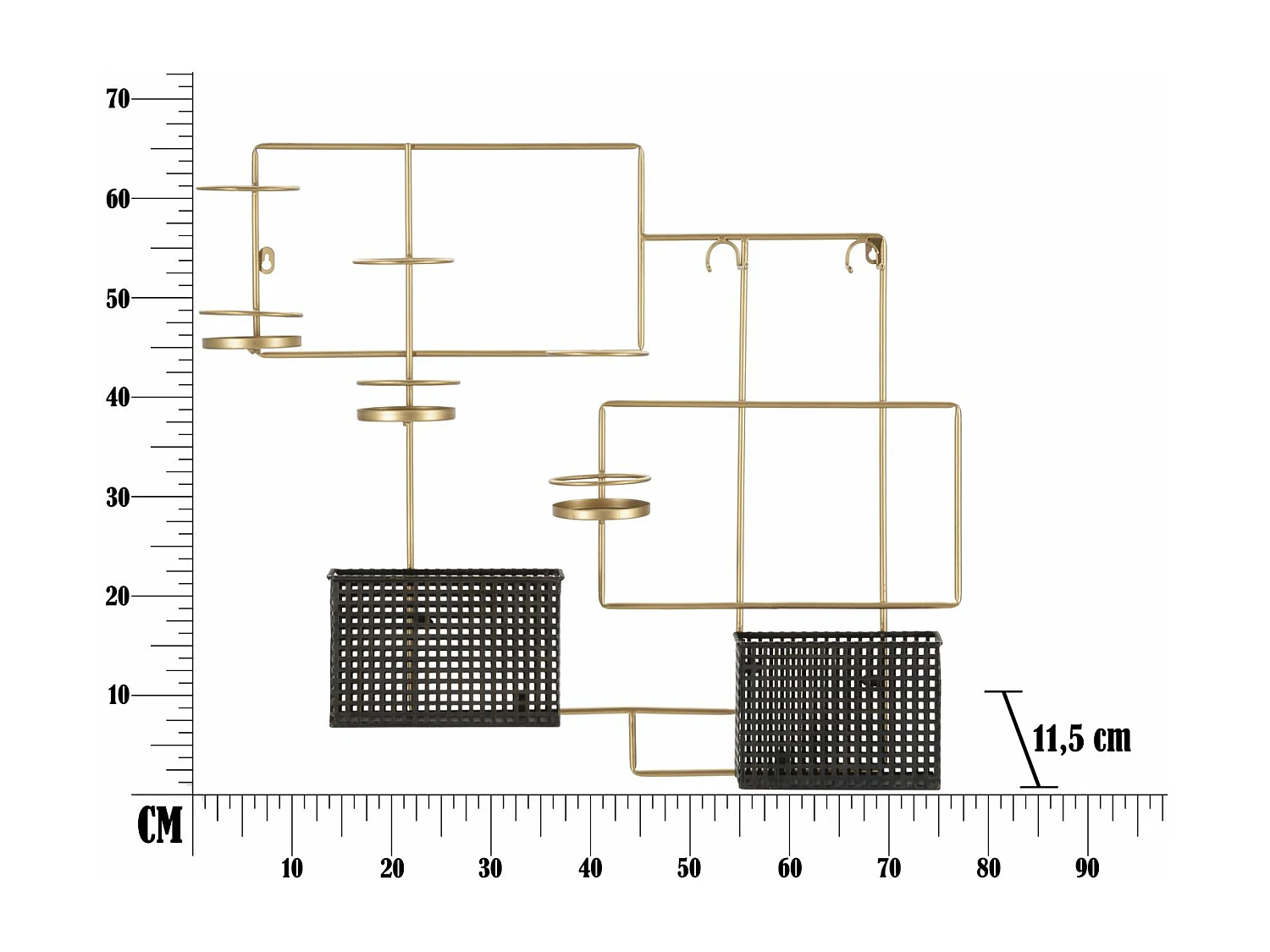 Porte-Bouteilles Mural Design "Fashion" 77cm Or & Noir