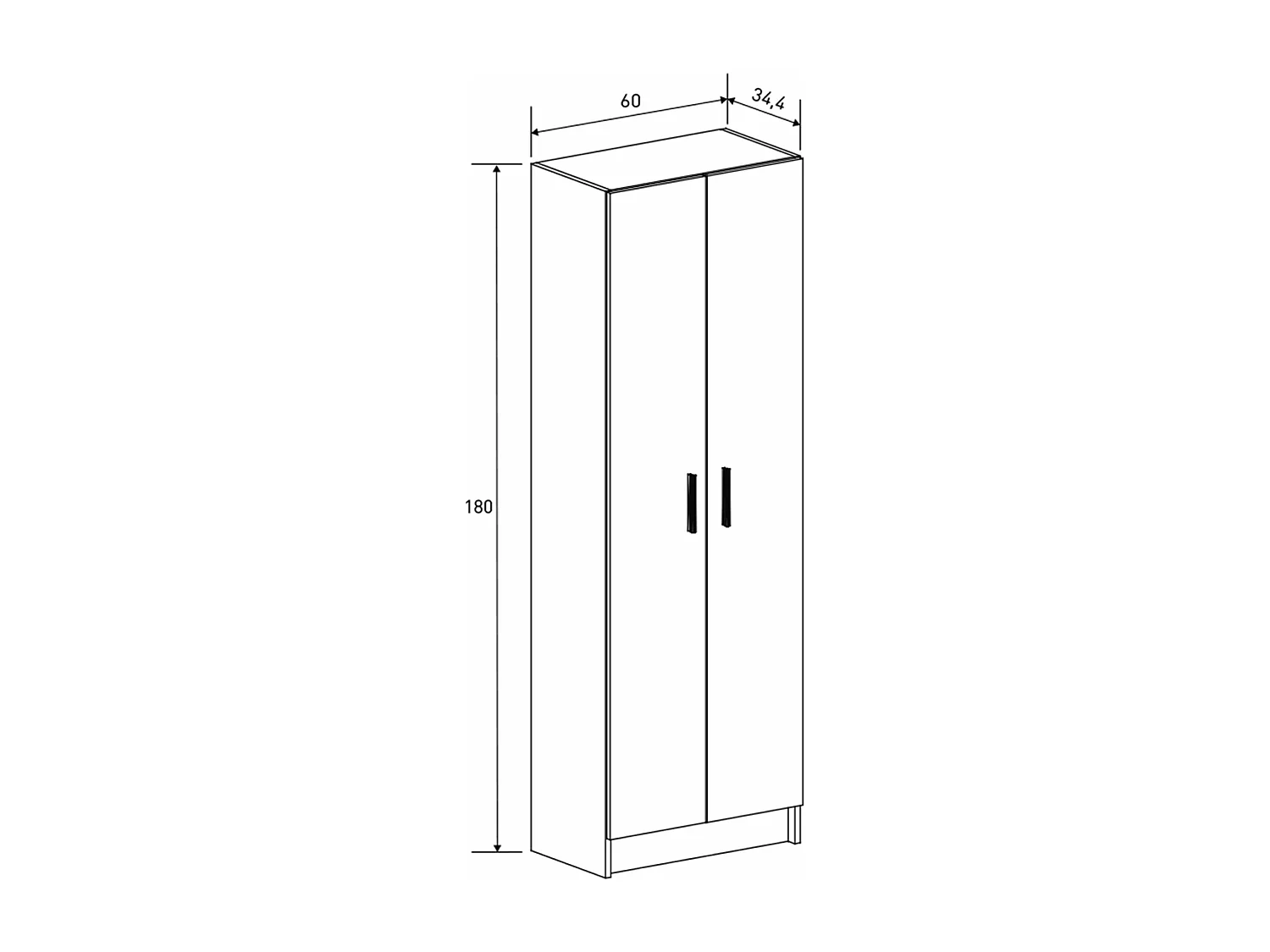 Armoire polyvalente avec 2 portes coloris chêne Mauvella  - Longueur 60 x profondeur 34,40 x hauteur 180 cm