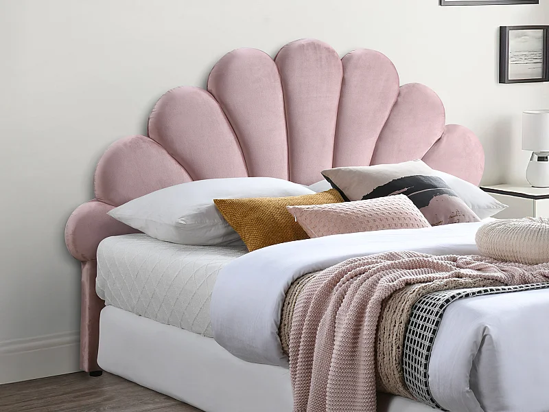Tête de lit coquillage - 160 cm - Velours - Rose - MOANA