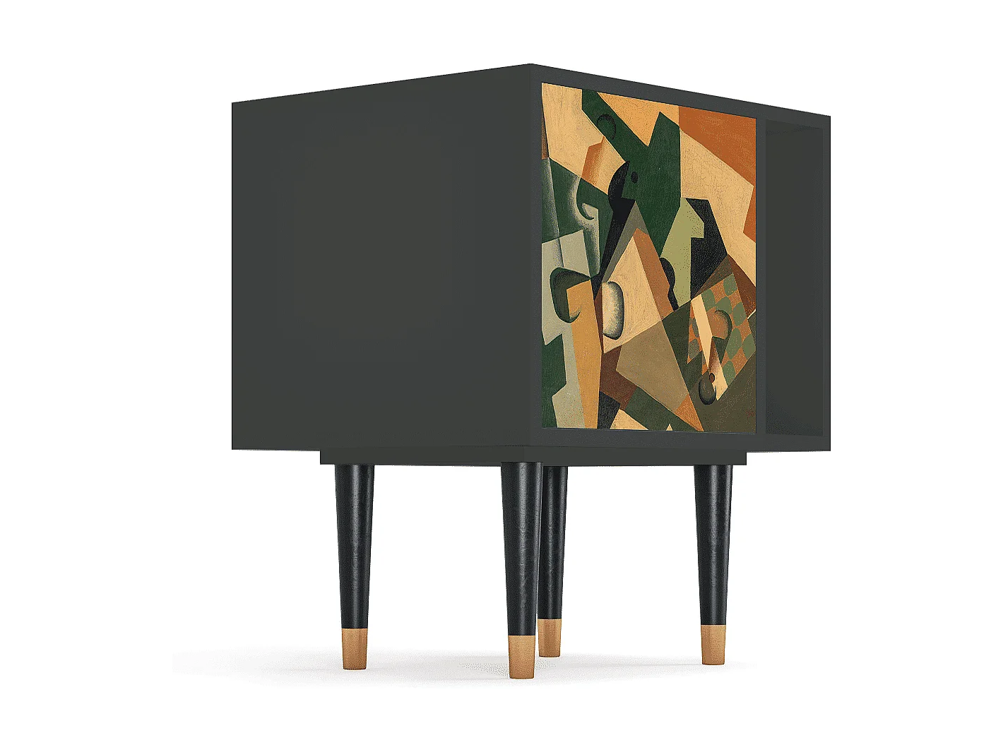 Table de nuit - 57х69х48 cm - S2 - Glass and Checkerboard, Anthracite