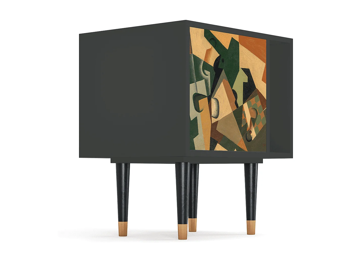 Table de nuit - 57х69х48 cm - S2 - Glass and Checkerboard, Anthracite