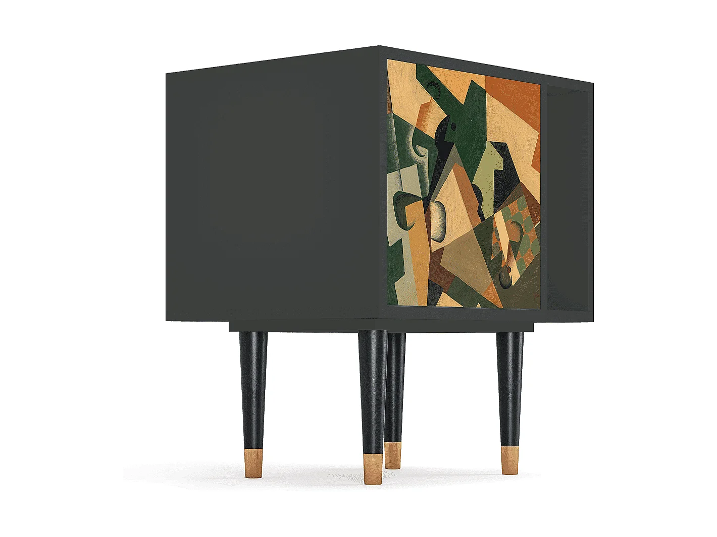 Table de nuit - 57х69х48 cm - S2 - Glass and Checkerboard, Anthracite