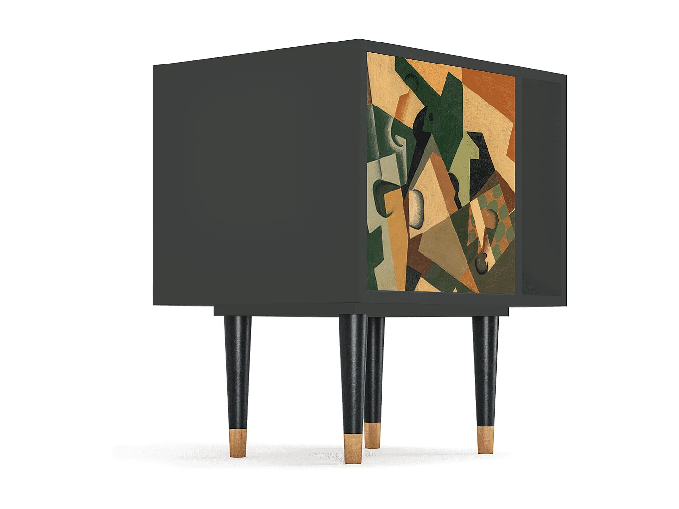 Table de nuit - 57х69х48 cm - S2 - Glass and Checkerboard, Anthracite
