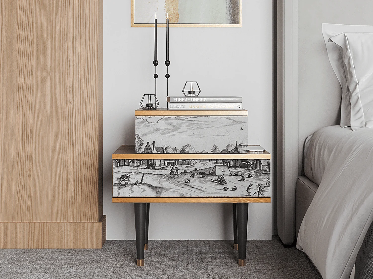 Comodino - 58х58х41 cm - NS1 - Country Village, Noce