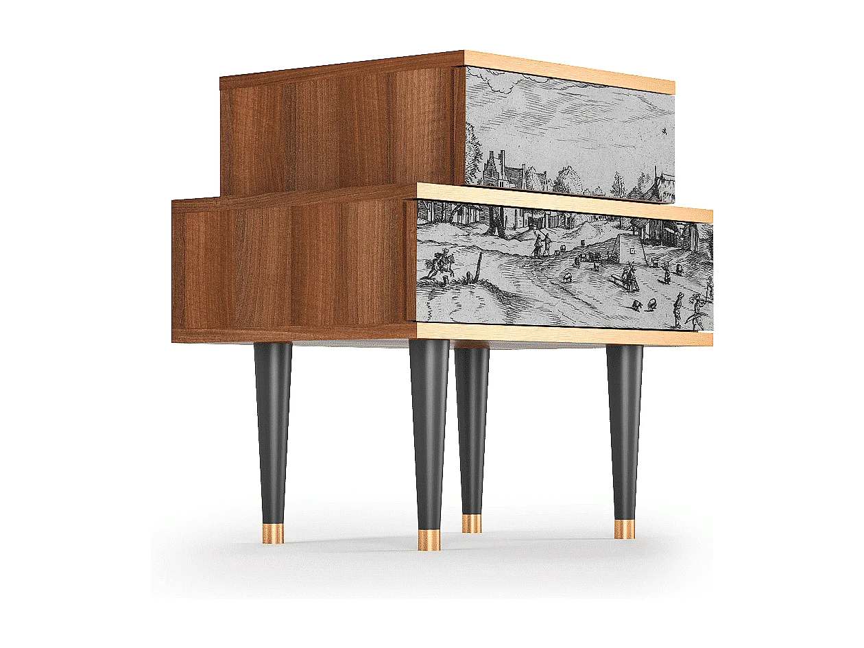 Comodino - 58х58х41 cm - NS1 - Country Village, Noce