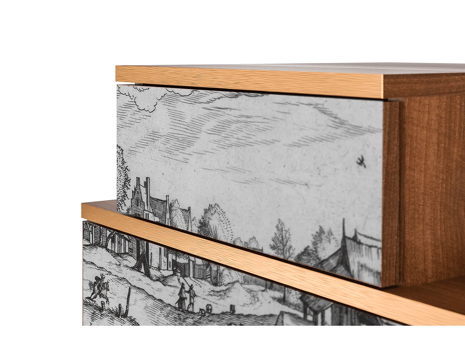 Comodino - 58х58х41 cm - NS1 - Country Village, Noce