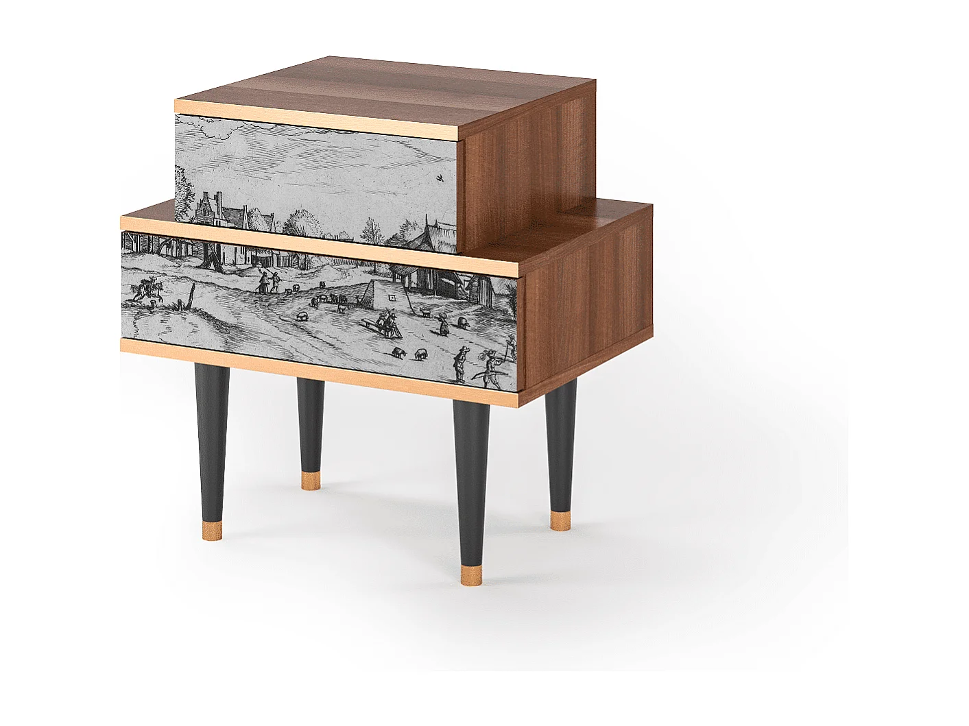 Table de nuit - 58х58х41 cm - NS1 - Country Village, Noyer