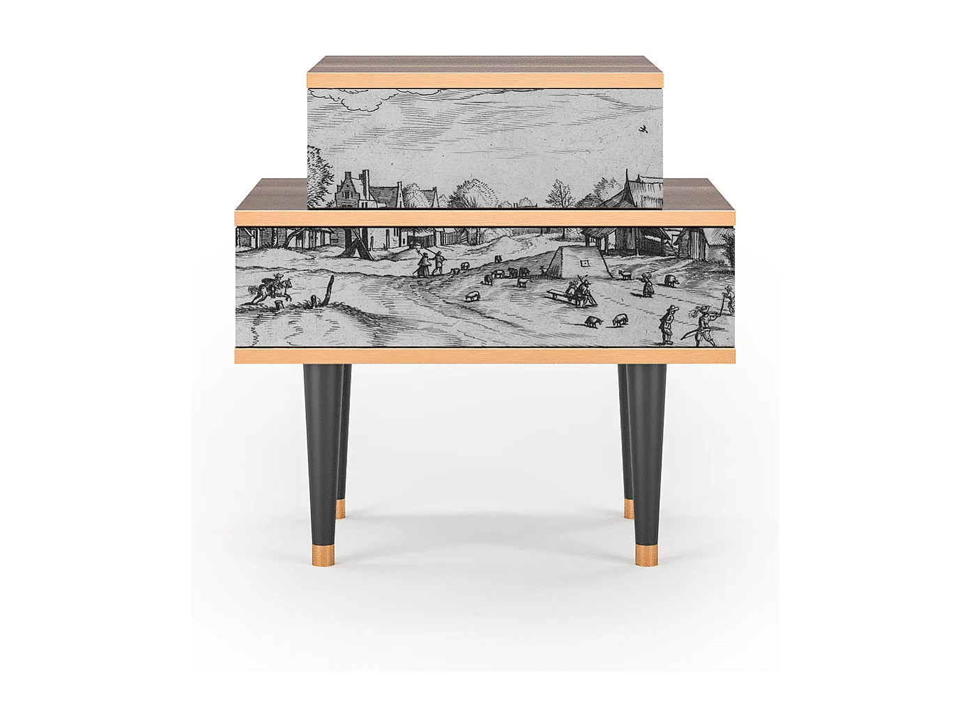 Table de nuit - 58х58х41 cm - NS1 - Country Village, Noyer