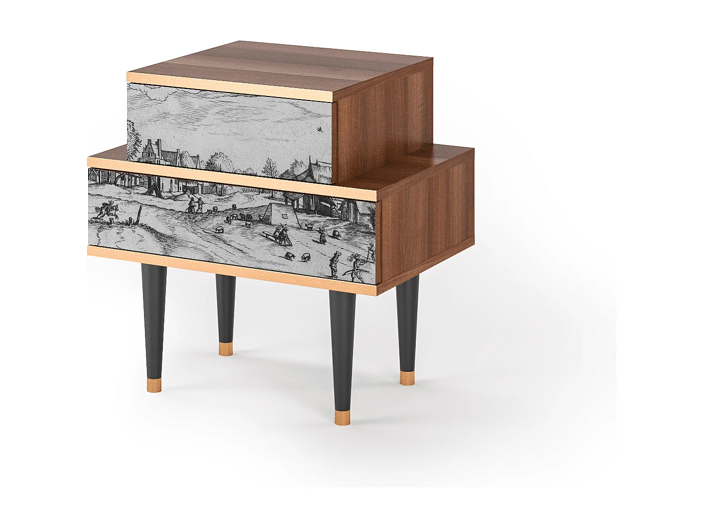 Table de nuit - 58х58х41 cm - NS1 - Country Village, Noyer